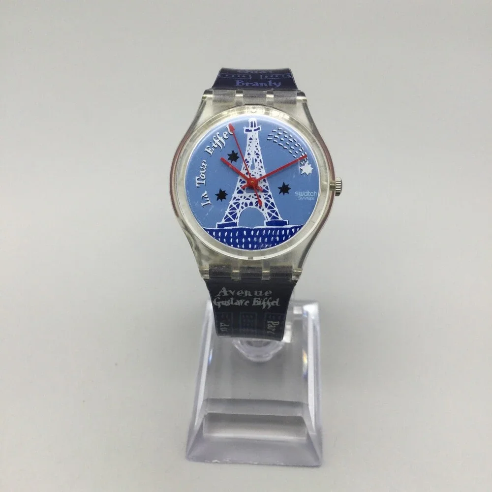 Swatch Gent Titi Parisien Watch Women Swiss Made 34mm Blue Dial New Battery - Picture 2 of 15